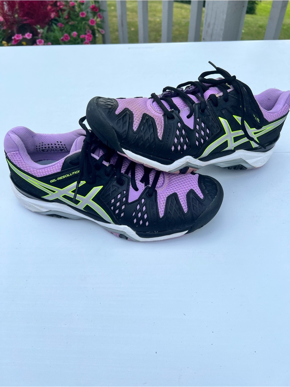 ASICS Gel Revolution Athletic in Purple, Black and Neon Yellow Women’s 9.5